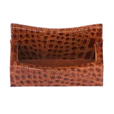 Protacini Cognac Brown Italian Crocodile Leather Business Card Holder